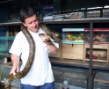 Maurice with python at the bird market, Java Yogyakarta Indonesia